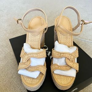 Coach Tan Espadrille Wedge Sandals